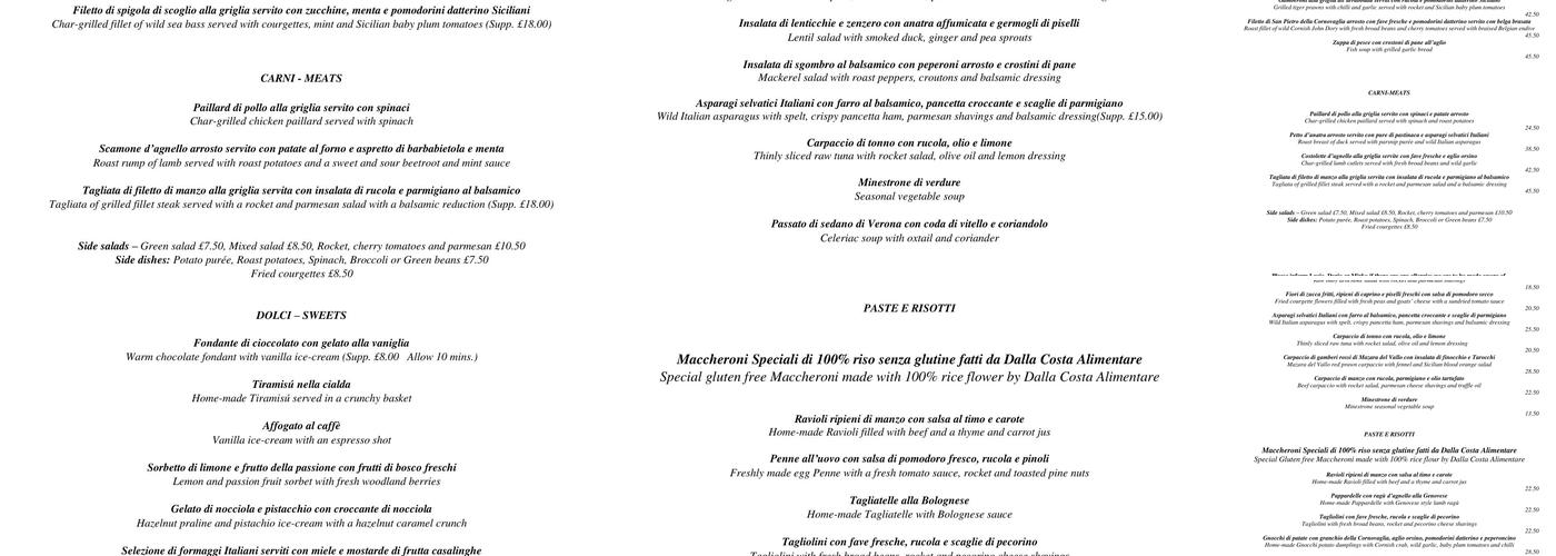 Lucio Restaurant Menu