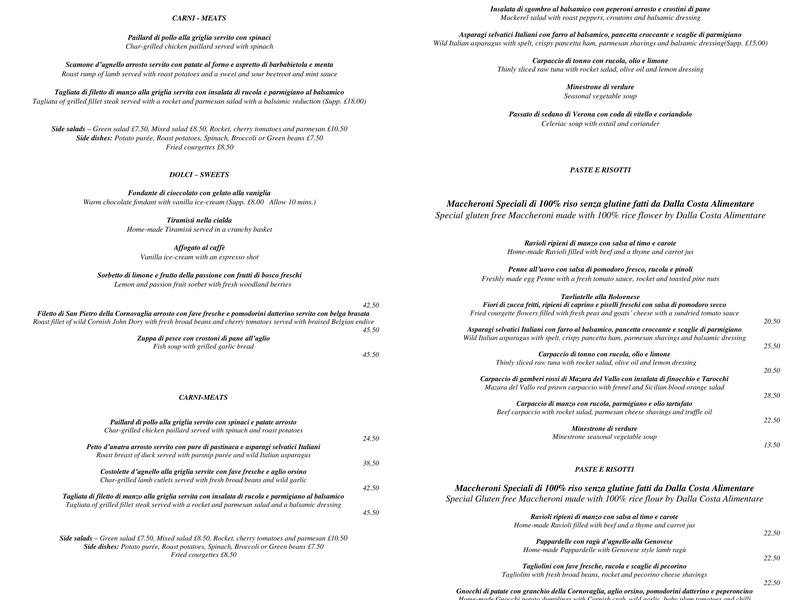 Lucio Restaurant Menu