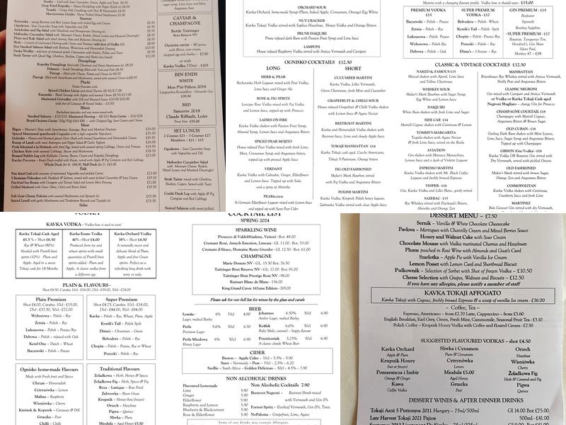 Ognisko Restaurant Menu