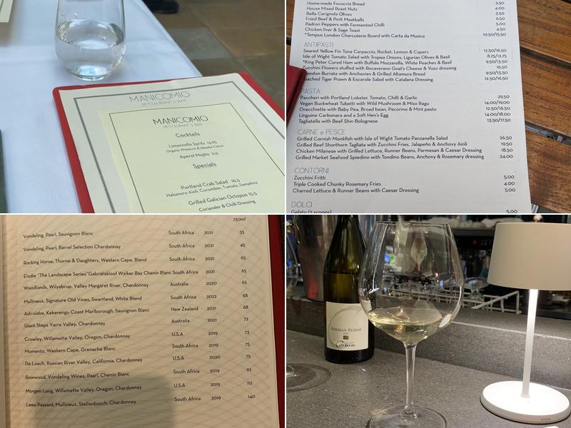 Manicomio Chelsea Restaurant Menu