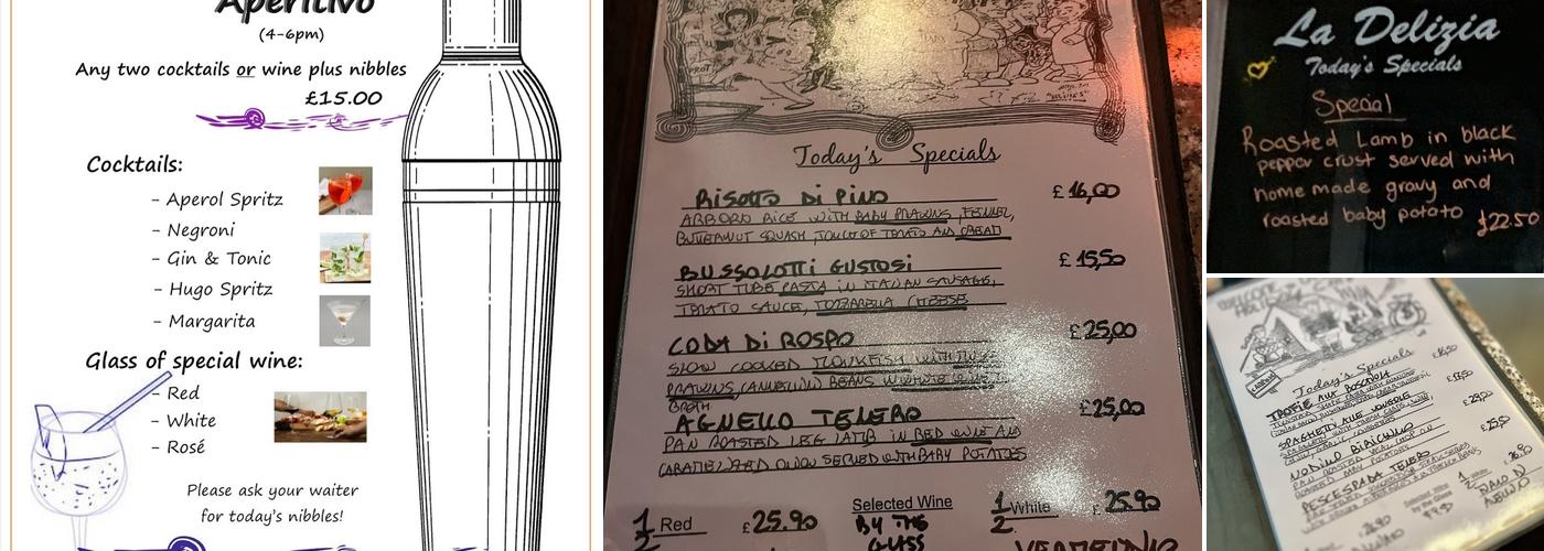 La Delizia 1986 Menu