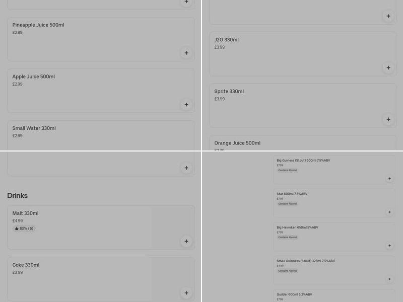 Enish Buka and Bar Menu