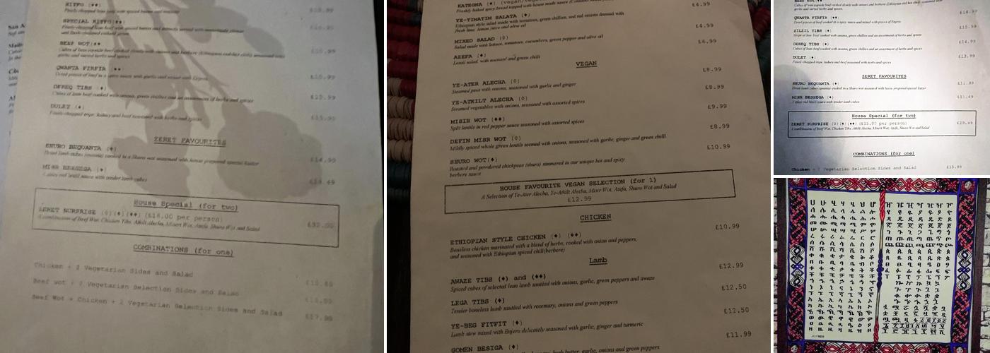 Zeret Kitchen Menu
