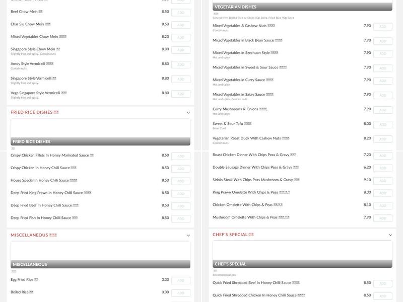 GOLDEN KITCHEN Chinese And Thai Takeaway Menu