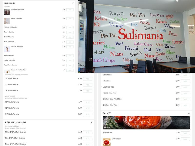 SULIMANIA TAkEAWAY LTD Menu