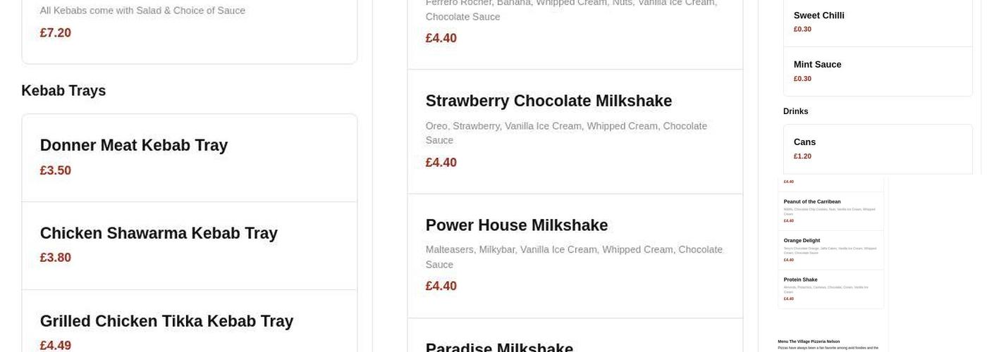 The Village Pizzeria Nelson Menu