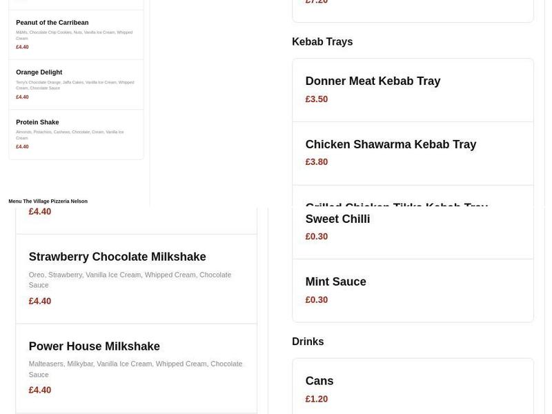 The Village Pizzeria Nelson Menu