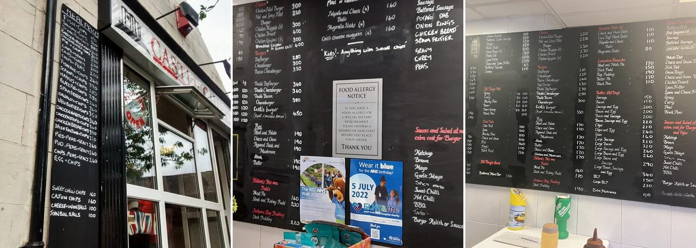 Castle Chippy - Clitheroe Menu