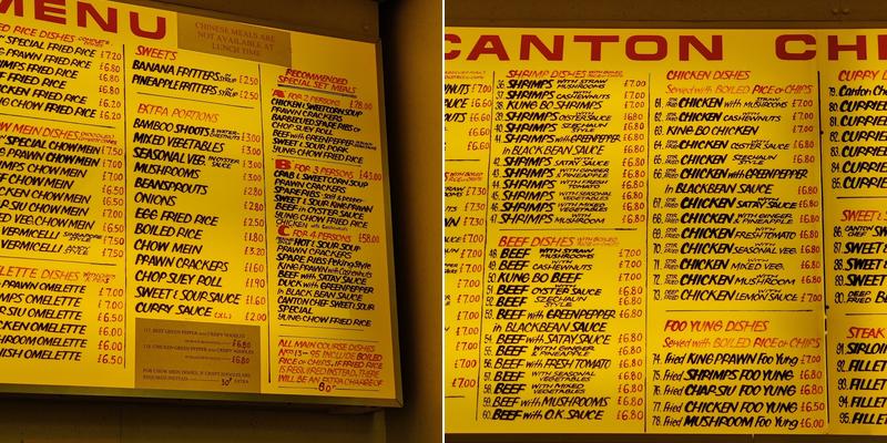Canton Chef Menu