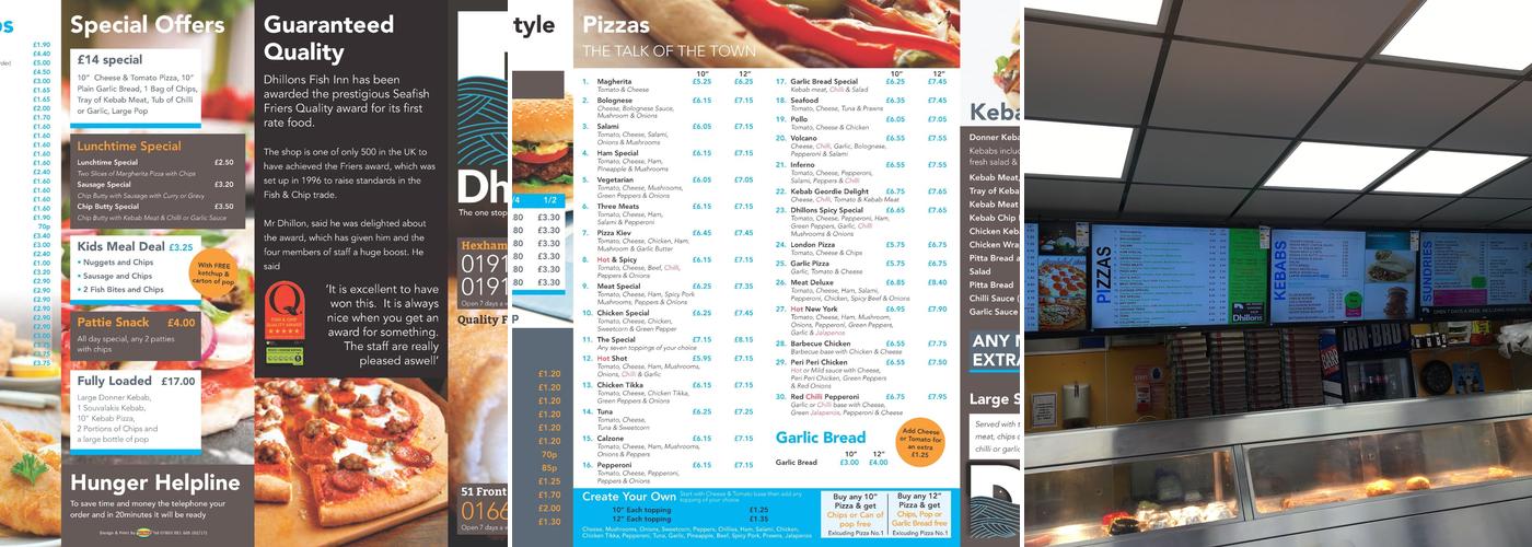 Dhillons Fish Inn Menu