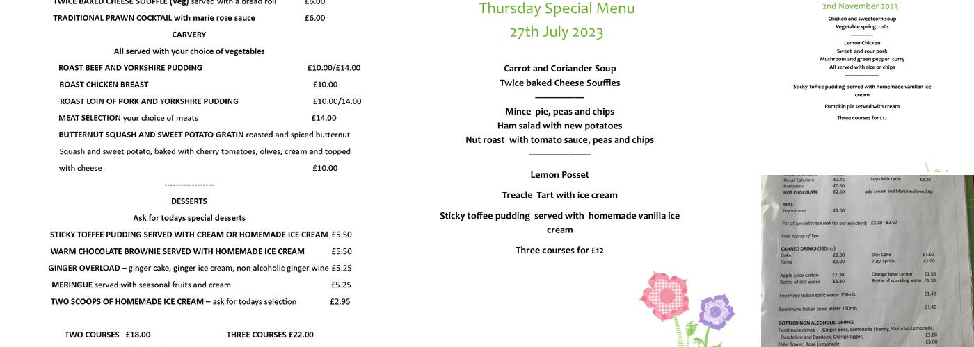 Carriages at Bellingham Golf Club Menu