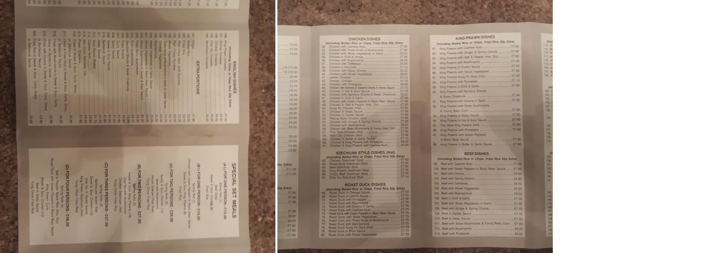 Ryton Garden Chinese Food Centre Menu