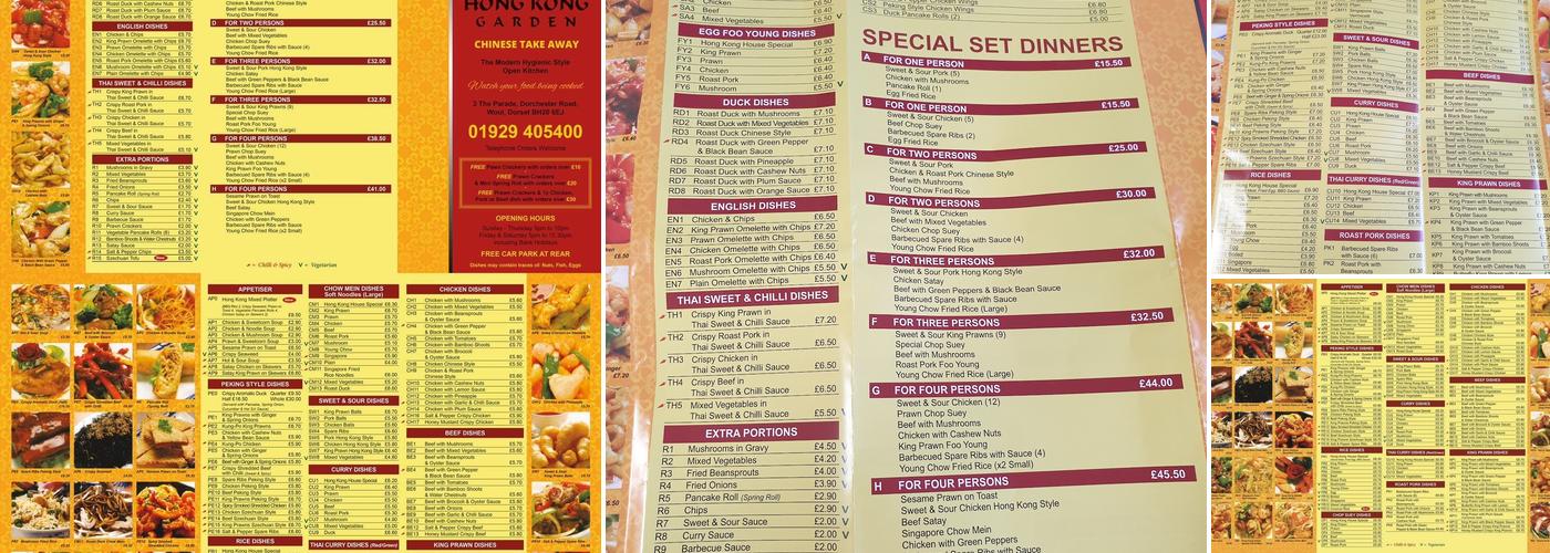 Hong Kong Garden Menu