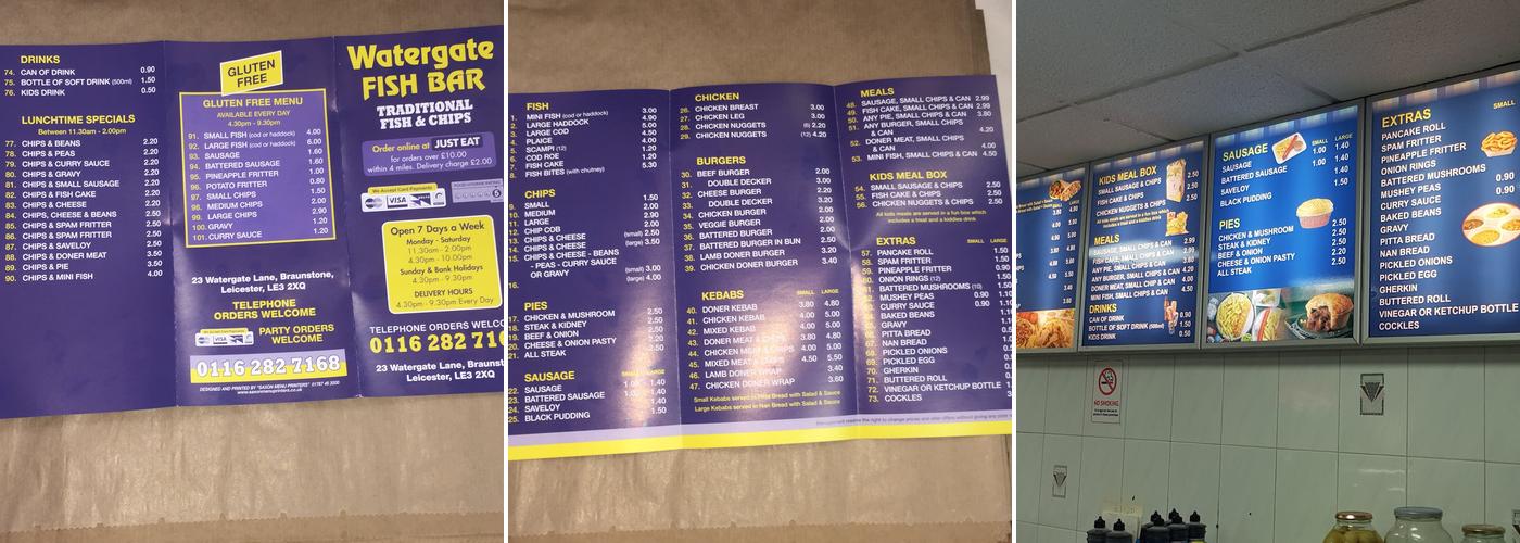 Watergate Fish Bar Menu