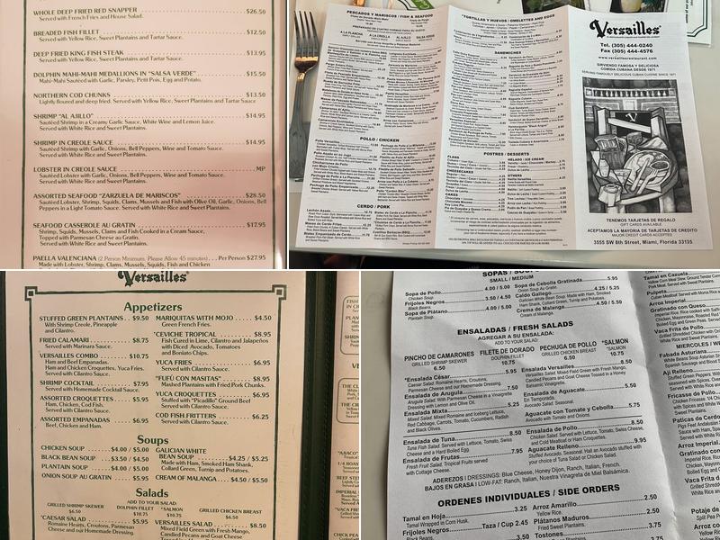 Parqueo del Restaurante Versailles... Menu