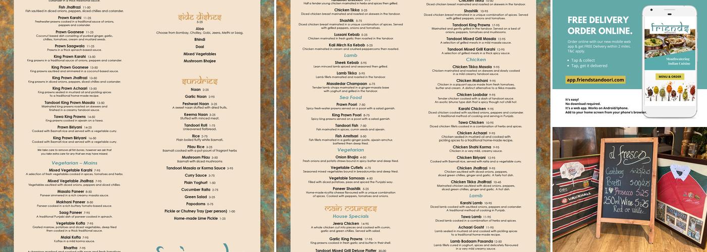 Friends Tandoori Menu