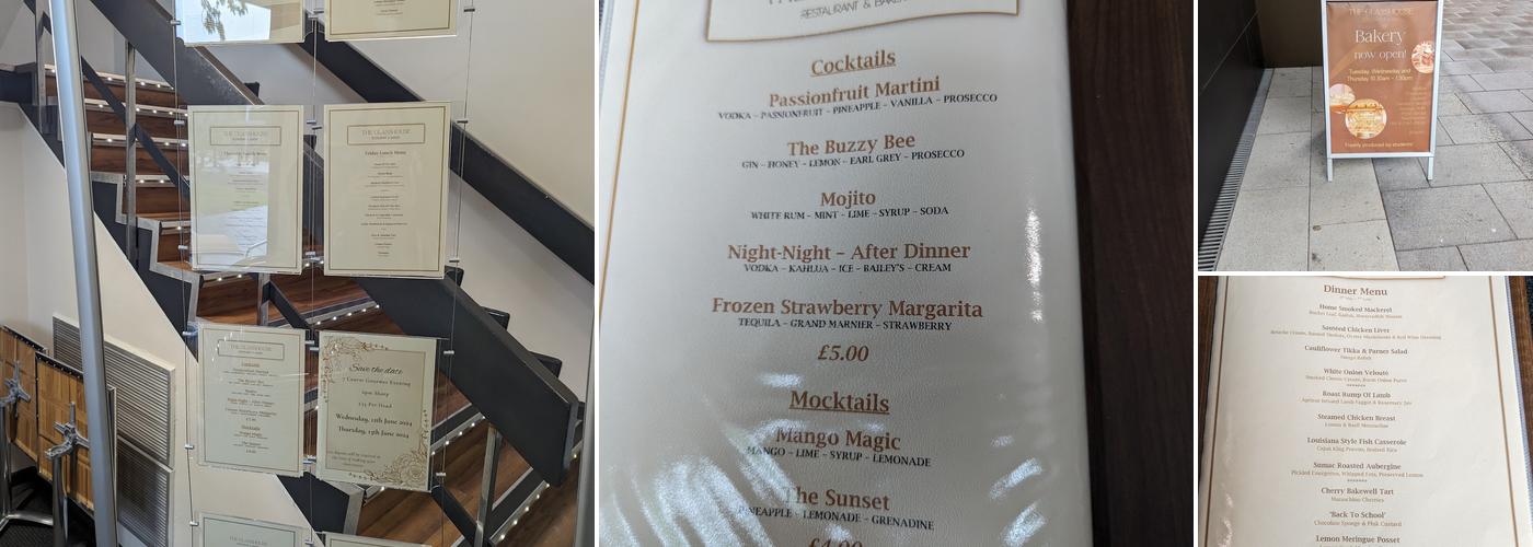 The Glass House At Worsley Menu