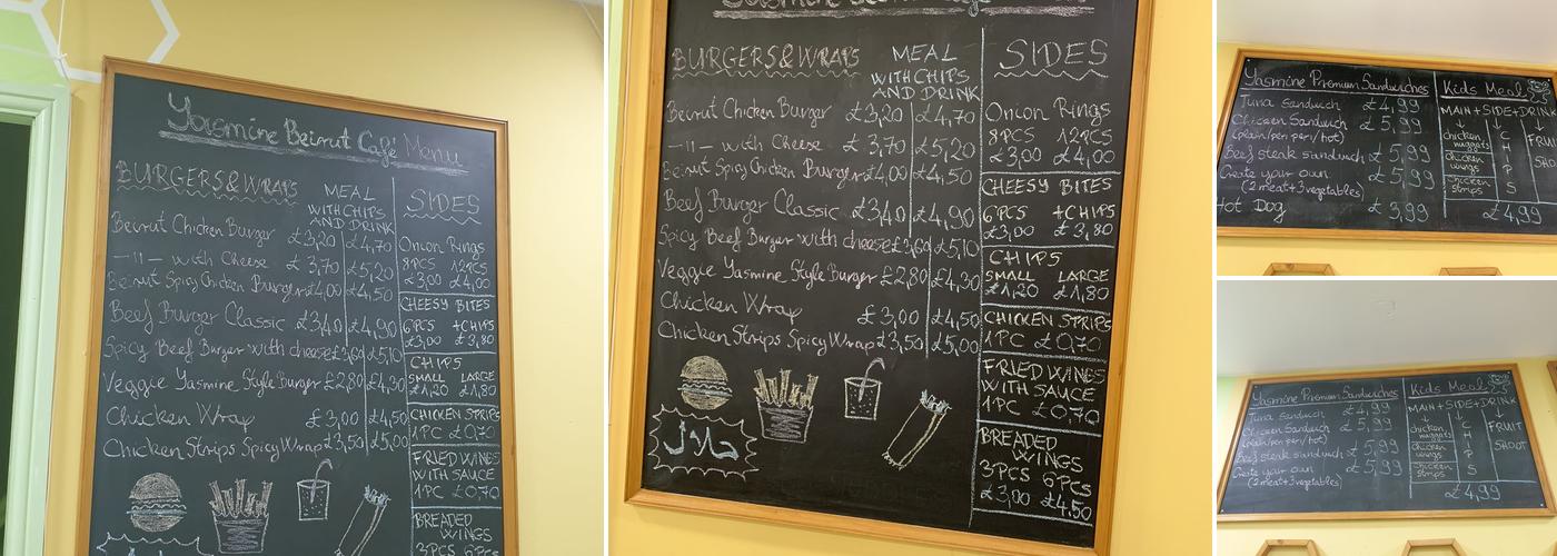 Yasmine Beirut Cafe Menu