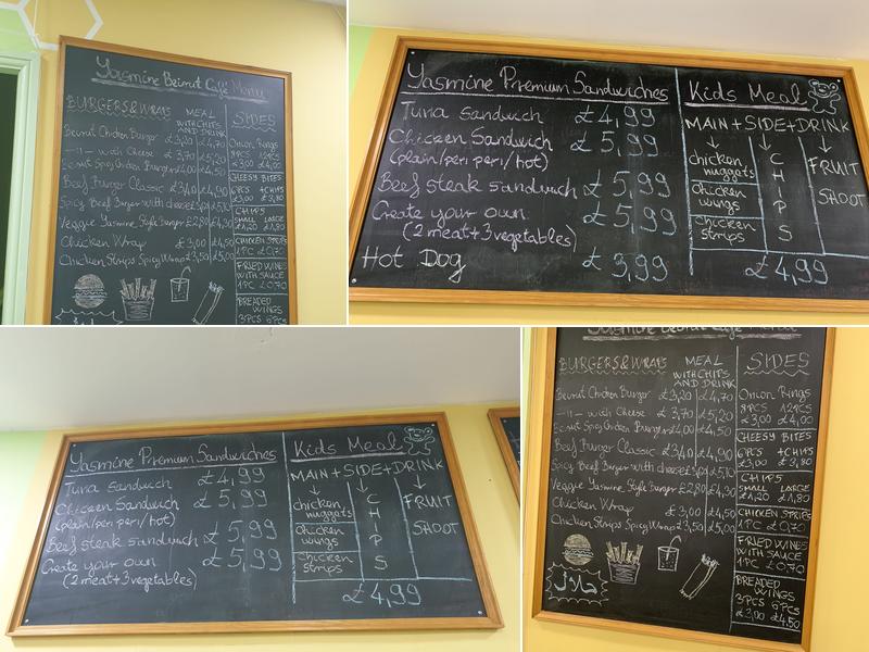 Yasmine Beirut Cafe Menu