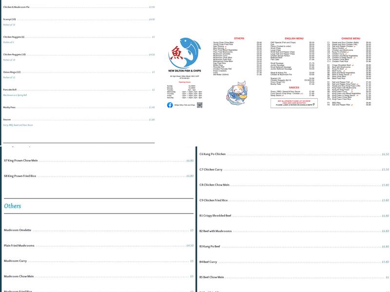 New Dilton Fish and Chips Menu