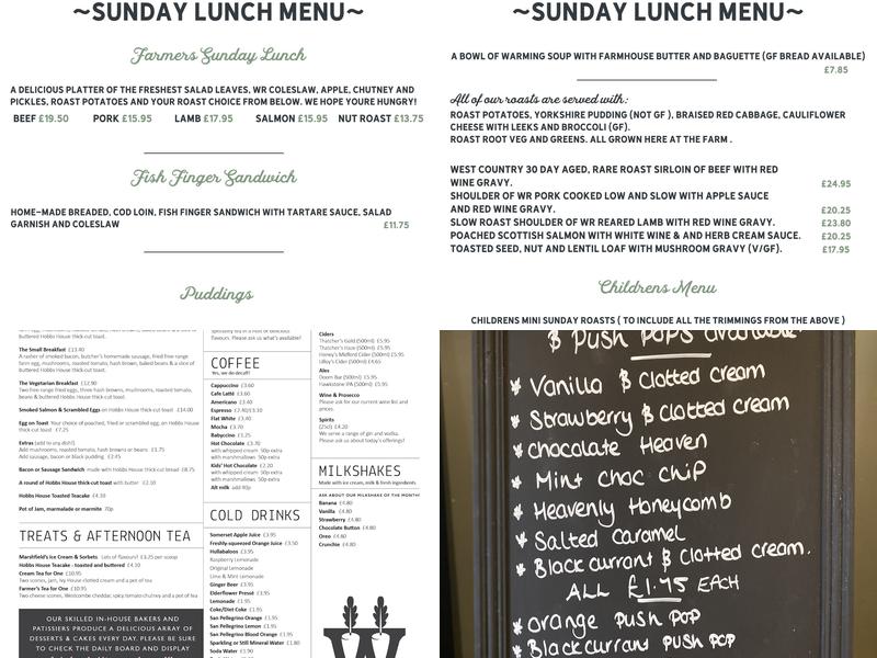 White Row Farm Cafe Menu