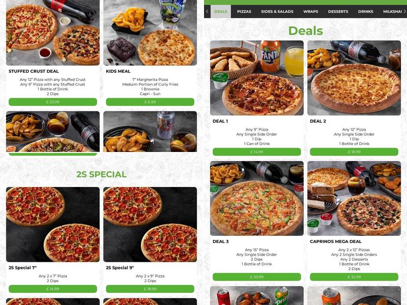 Caprinos Pizza Westbury Menu