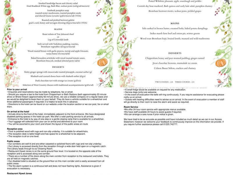 The Brasserie Menu