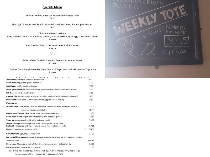 The Bell On The Common Menu