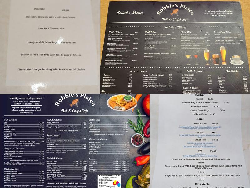 Robbie's Plaice Menu