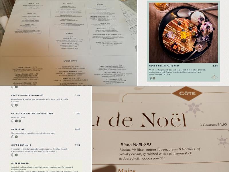 Côte Worcester Menu