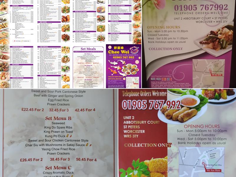 Chee Wei Take Away Menu