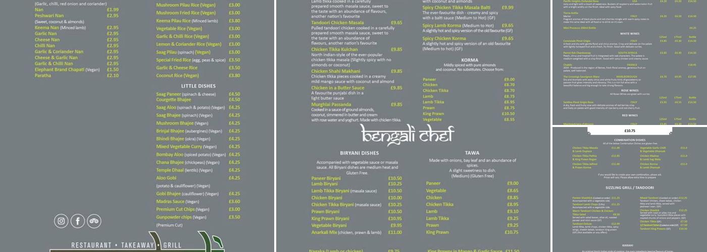 Anarkali Indian Restaurant & Takeaway Worcester Menu