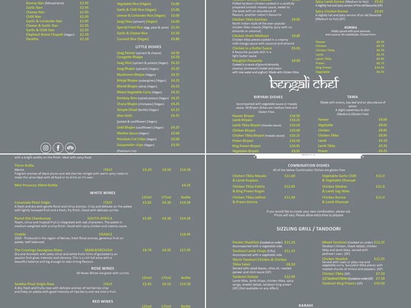 Anarkali Indian Restaurant & Takeaway Worcester Menu