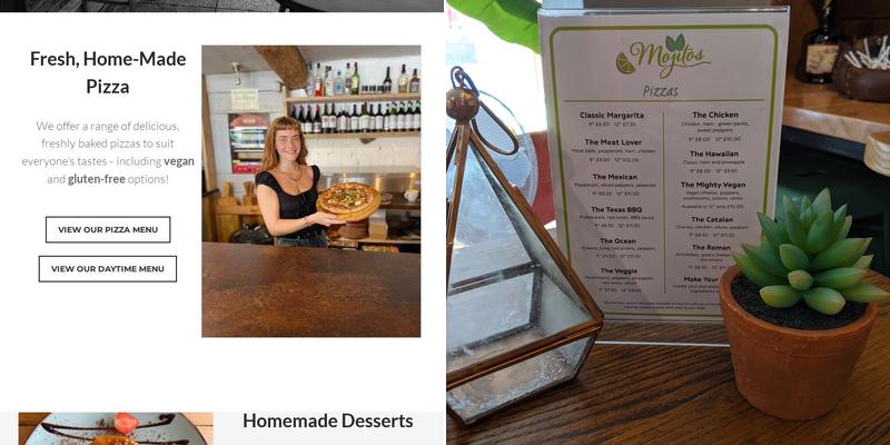 Mojitos Rum Bar & Pizzeria Menu