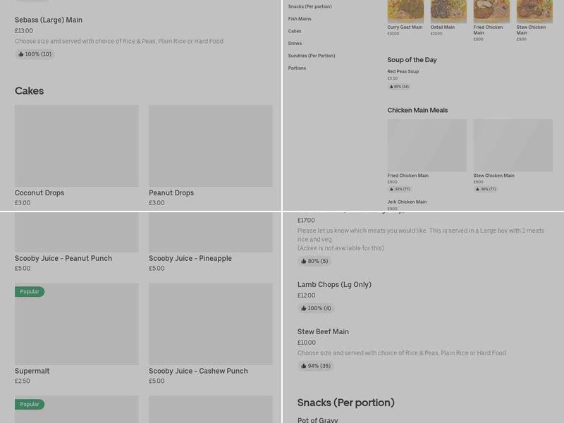 Bellfoot Caribbean Takeaway Menu