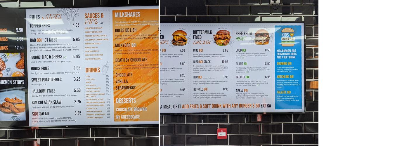 Burger Boi Menu