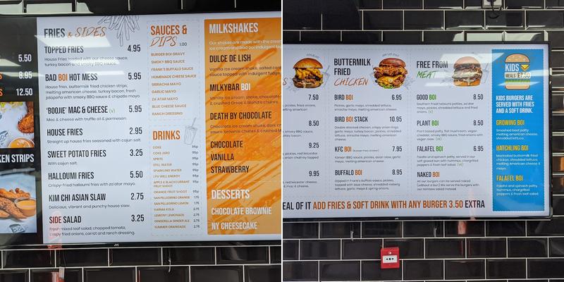 Burger Boi Menu