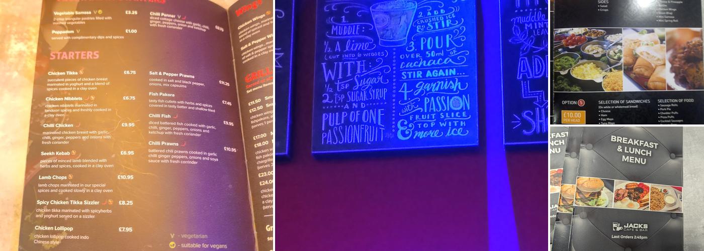 Jacks Cafe & Bar Menu