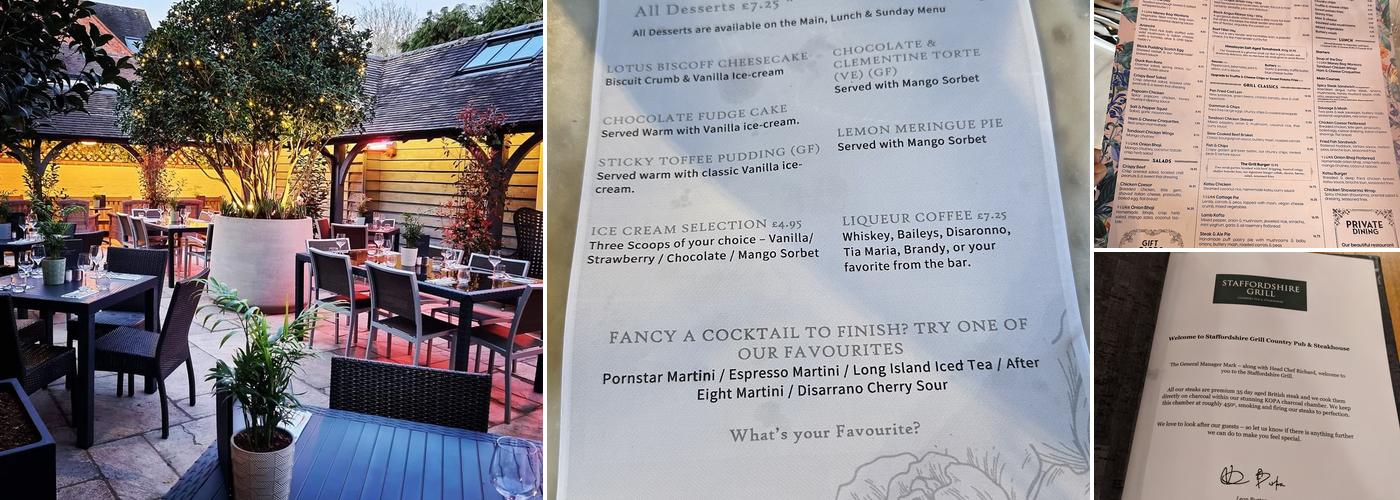 Staffordshire Grill Menu
