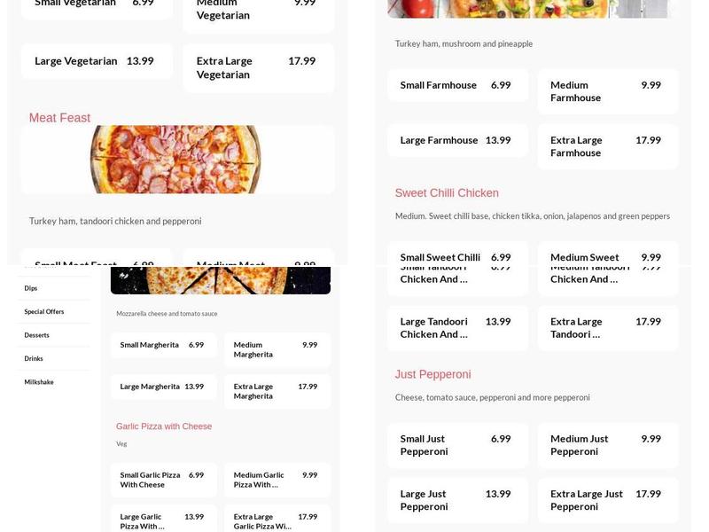 Pappa's Pizza Menu
