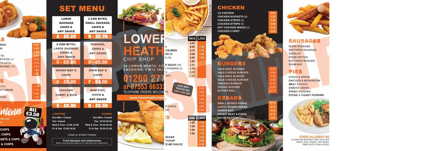 Lower Heath Chip Shop Menu
