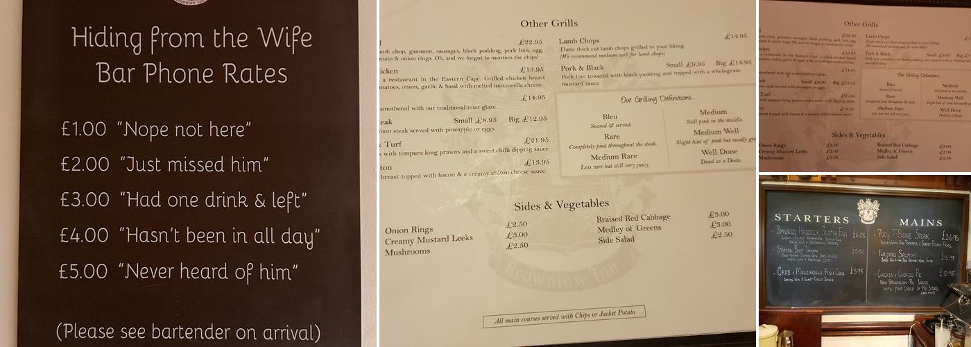 The Brownlow Inn Menu