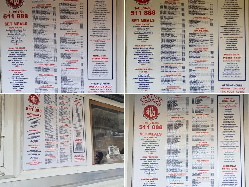 Fortune Cookies Menu