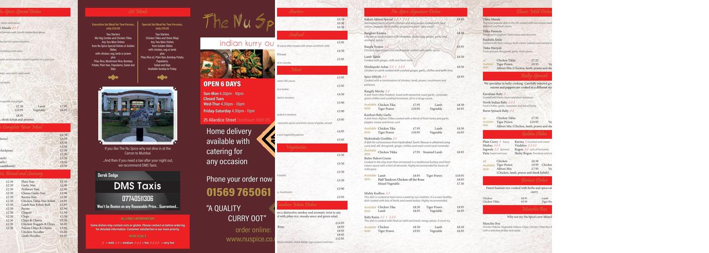 Nu Spice Indian Carryout Menu