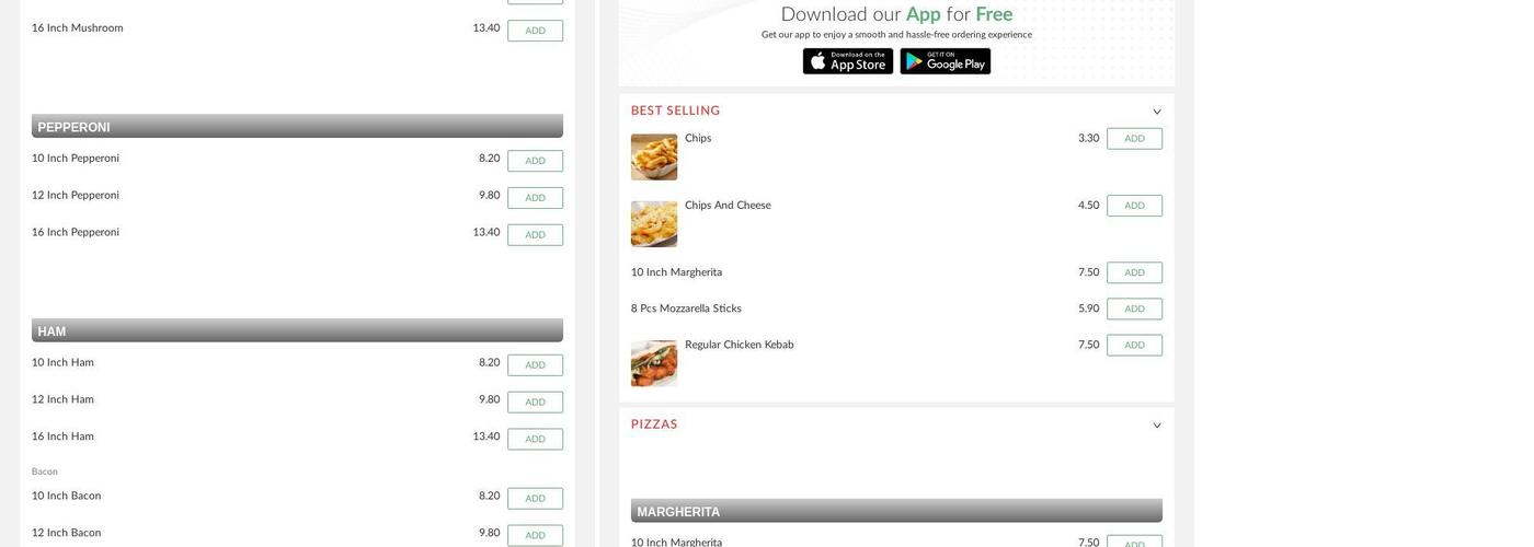 Marmaris Kebab And Pizza House Menu