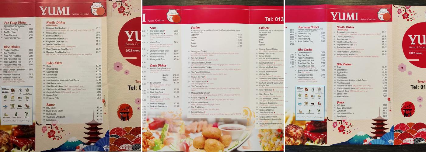 Yumi Asian Cuisine Menu