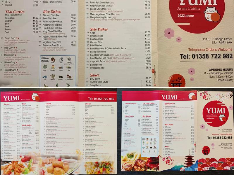 Yumi Asian Cuisine Menu