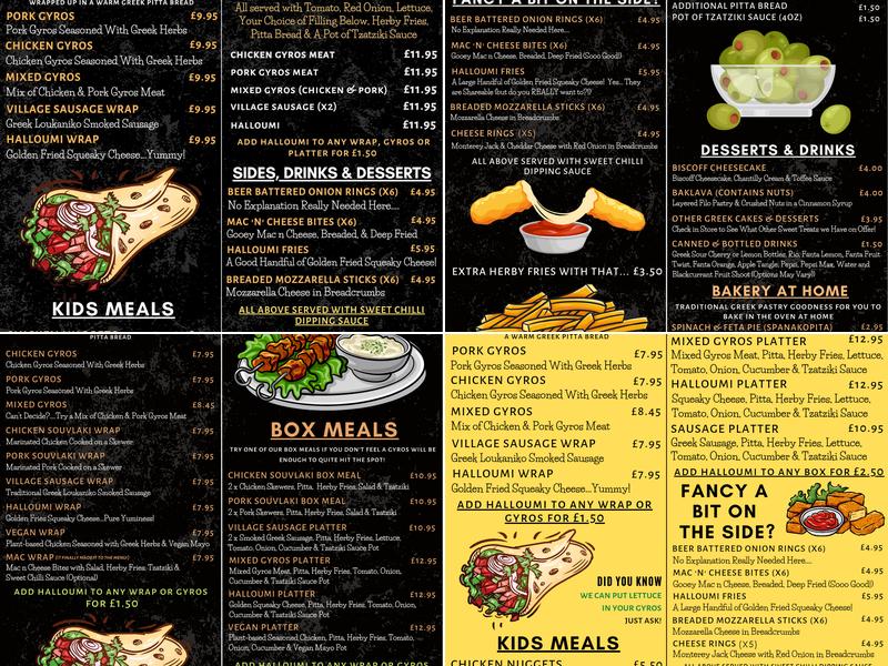 The Cosy Kitchen Takeaway Menu