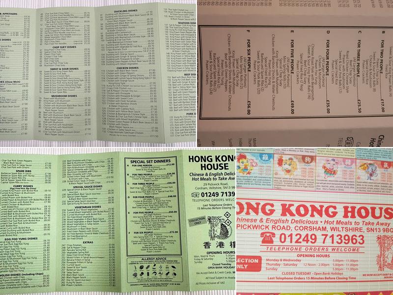 Hong Kong House Takeaway Menu