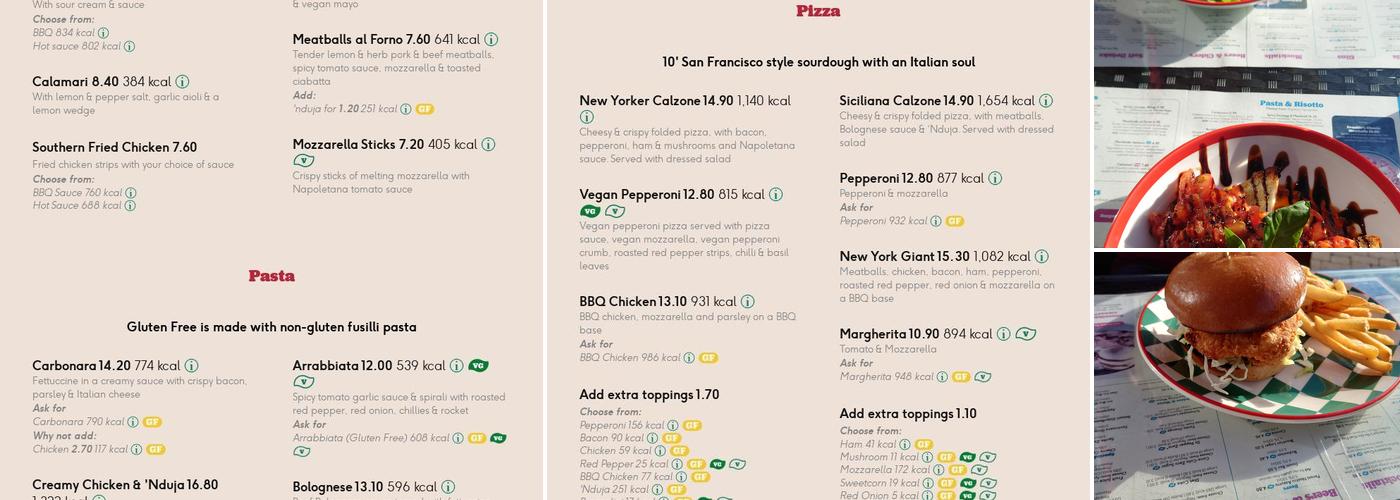 Frankie & Benny's Menu